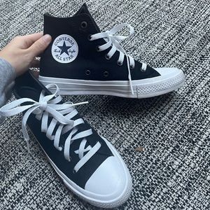 Black High Top Converse with lunarlon